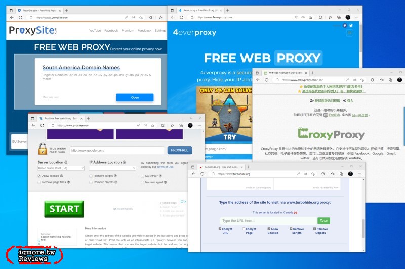 免費網頁 Proxy 伺服器(Web Proxy) 整理，點開瀏覽器就能使用
