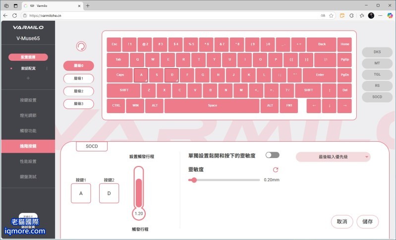 類比鍵盤：SOCD 功能介紹，另稱 Snappy Tappy、Snap Tap、FlashTap | 老貓國際有限公司  Iqmore International Co., Ltd.