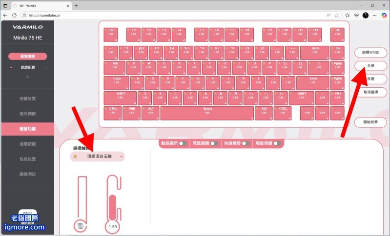 阿米洛 Varmilo Minilo 75 HE 支援多家磁軸熱插拔，目前支援 6 種磁軸 | 老貓國際有限公司  Iqmore International Co., Ltd.
